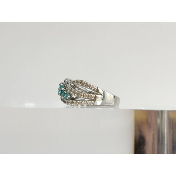 Light Blue Topaz Tapered Gemstone 925 Sterling Silver Vintage Ring - sz 5 - Picture 8 of 10